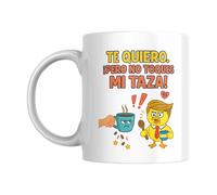 Taza divertida “Te quiero, pero no toques mi taza” - Regalo original con frase graciosa - Cerámica 330ml - Apta para microondas y lavavajillas - Idea regalo pareja o compi