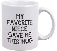 Taza divertida y novedosa con texto en inglés "Tía, tío, mi sobrina favorita me dio esta taza de café", taza de café novedosa, taza de té de cerámica con impresión de doble cara para mamá, papá, amigo