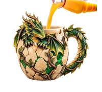 Taza Dragón 3D Decorativo Vintage Coleccionable Para Exhibición Novedosa | Decoración Del Hogar Taza Amantes De Dragones Para Oficina En Casa Juegos Cumpleaños Restaurante Cafetería Verde