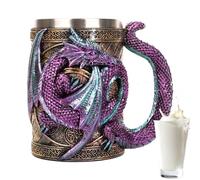 Taza Dragon - Taza de cerveza medieval, taza de café de acero inoxidable | Taza gótica de 568 ml, diseño único para los amantes de la fantasía, perfecta para disfrutar de tus bebidas frías y calientes