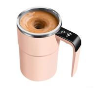 Taza eléctrica autoagitable con monitor de temperatura, taza de café recargable de mezcla automática con tapa a prueba de fugas, mezclador de bebidas de acero inoxidable para oficina y viajes (380 ml