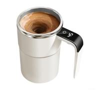 Taza eléctrica autoagitable con monitor de temperatura, taza de café recargable de mezcla automática con tapa a prueba de fugas, mezclador de bebidas de acero inoxidable para oficina y viajes (380 ml