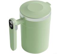 Taza eléctrica autoagitadora con pantalla digital, taza de café automática recargable, botella mezcladora portátil, viaje de acero inoxidable 304 (verde)