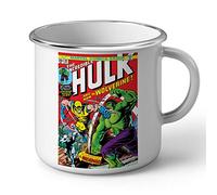 Taza esmaltada Metal Imagen de portada de BD The Hulk and Wolverine Super Heros Vintage Comics