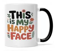 Taza Esta Es Mi Cara Feliz Mug Cerámica Tazas Únicas Taza De Cerámica For Oficina Desayuno Hogar 330Ml