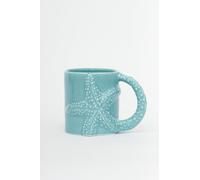 Taza Estrella de Mar de Porcelana Esmaltada con Diseño Marino en Relieve, Aptas para Microondas y Lavavajillas (ESTRELLA TURQUESA)