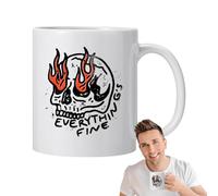 Taza Everything is Fine, taza de calavera navideña, taza de cerámica gótica, taza de Halloween, taza de calavera de cacao caliente, taza de café y té, taza de día festivo vanguardista, taza de