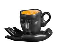 Taza facial humana - Taza de té de cerámica para cara de 260 ml con platillo de mano | Taza de café facial | Taza de té de cerámica | Taza de café con platillo, Kit de taza de té de leche