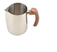 Taza for espumar leche con mango de madera, taza de vapor Barista de acero inoxidable, jarra for espumar leche, cafetera for fiesta, vacaciones, casa, 2 uds. Para Barista(Beige,1000ml)