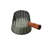 Taza for espumar leche, jarra de café, 2 piezas, taza de extracción de café de 180 ml, mango de madera, taza medidora de espresso, taza de espresso, jarra de leche(Black)