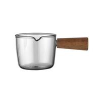 Taza for espumar leche, jarra de café, 50 ml, 80 ml, 100 ml, taza medidora de vidrio con mango de madera, jarra de leche de una o dos bocas, suministros de café, taza medidora de cocina transparente(A