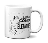 Taza Frase Pa'lante como Elefante - Taza Frase Motivacional Desayuno Regalo Ceramica 330 mL