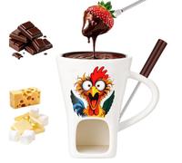 Taza Fundente Chocolate Divertida Taza Fondue Cerámica con Gallo | Recipiente Fundidor Para Fiesta Para Parejas Amantes del Postre de Citas San Valentín Cumpleaños Boda Navidad Fiesta Té de