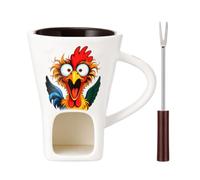 Taza Fundidora De Chocolate Divertida Taza Fondue Cerámica con Gallo | Recipiente Fundidor Para Fiesta Para Parejas Cita Nocturna San Valentín Cumpleaños Boda Navidad Fiesta Té de