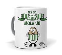 Taza Fútbol | Ser del Betis Mola un Huevo | Regalo Original para Verdaderos Béticos Aficionados del Fútbol | Cosas de Fútbol Niños | Regalo Mundial Futbolistas | Balón de Fútbol | Taza de Cerámica