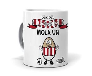 Taza Fútbol | Ser del Logroñés Mola un Huevo | Regalo Original para Verdaderos Blanquirrojos Aficionados | Cosas de Fútbol para niños | Regalo Mundial Futbolistas | Balón de Fútbol | Taza de Cerámica