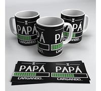 Taza Futuro Papá Cargando - Papa Game Over - Super Papá - Regalos Originales Padre Primerizo (Cargando Negra)