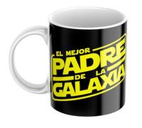 Taza futuro papa El Mejor Padre de la Galaxia | Regalo Original y Divertido Día del Padre | 350ml Cerámica (El mejor padre de la galaxia (negro+amarillo))