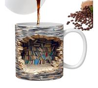 Taza genérica, diseño plano 2D 350 ml taza biblioteca | regalo lectores hombres mujeres café agua decoración literaria cumpleaños Navidad casa club lectura