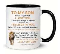 Taza Gift to My Son - Taza de león para mi hijo de papá/mamá, nunca olvides que te quiero, cumpleaños, Navidad, cumpleaños, día del padre, taza de té de café de 325 ml