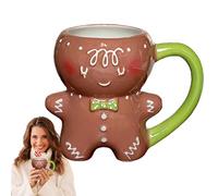 Taza Gingerbread - Novelty Xmas Gift, Christmas Cup, Chocolate Cup With Wooden Lid | 280 ml Ceramic Coffee Pot Mug,for Fall Kids Men Iced Travel Tea Halloween Women