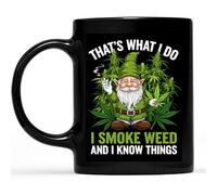 Taza Gnome Fume De L'Herbe Et Je Sais Des Choses Drôles Sur Le Cannabis Et La Marijuana Diseño Taza De Café Divertido Taza De Porcelana Para Leche Decorar Espresso