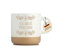 Taza grabada con texto en alemán "Ich hasse Menschen - lustige Kaffeeasse mit Spruch - Geschenk - Kollegen - Misanthropen - Geschenkidee - Beige