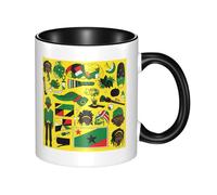 Taza grande de cerámica de dos tonos, taza clásica de Jamaican Elements, adecuada para oficina y ocio en casa, apta para microondas