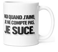 Taza Humour Je chuce Taza Mensaje divertido travieso. Idea de regalo original sexy para amiga y pareja, colega, novia, hombre, mujer, para cumpleaños, Navidad, San Valentín. Dino Mugs la Sonrisa desde