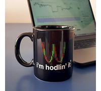 Taza I'm Hodlin' It para amantes de las Criptomonedas y el Blockchain. Taza de desayuno 33 cl. Cerámica negra. Para seguidores Bitcoin, Neo, Ether, Ripple