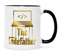 Taza impresa con texto en alemán "The Codefather", regalo para técnicos de TI, taza de café para programadores e informáticos, regalos para Itler nerds geeks, color: dorado, negro y blanco