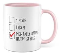 Taza individual con texto - regalo individual, toma, citas mentales, Harry Styles, taza de café de 330 ml, de cerámica, humor divertido, perdonar amigos taza de café