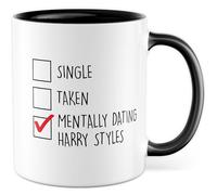 Taza individual con texto - regalo individual, toma, citas mentales, Harry Styles, taza de café de 330 ml, de cerámica, humor divertido, perdonar amigos taza de café