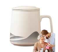 Taza infusora de té, botella de té pintada a mano con filtro de cerámica de 360 ml, botella de té con infusor, para hombres, mujeres, amantes, lugares de trabajo, oficinas, viajes, celebraciones