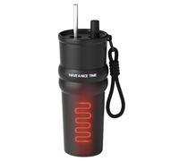 Taza isotérmica para coche | Taza de café aislada de 71 cl con caño vertidor y pajita - Botella de bebida de gran volumen caliente fría para senderismo, deporte, pícnic desplazamientos