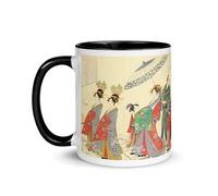 Taza Japón Geisha Samurai Flores de cerezo Sakura Montaña Fuji Pagoda Paisaje Naturaleza Arte Taza de viaje Cultura japonesa Cerámica Geek (Estampado Eishi)
