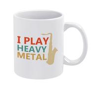 Taza Je Joue Du Heavy Metal Divertido Taza Desayuno Vintage Mug Para Decorar Amiga Familiare