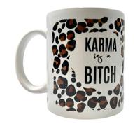 Taza 'Karma is a Bitch' Leopardmuster Leo Frase Taza de Café Regalo