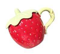 Taza Kawaii 3D con Forma de Fresa y Asa, Tazas de Cerámica Para té y Café, Grande (380 Ml) con Decoración Fresa, Regalo Cumpleaños Para Mujer, Termo Caliente(Red)