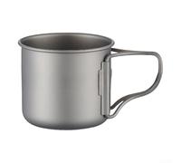 Taza ligera de titanio para camping, mango plegable, medición portátil de viaje al aire libre para senderismo, mochileros, tapa gris resistente al óxido (200 ml)