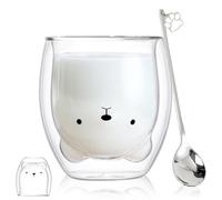 Taza linda Taza de café Taza de té Vasos Vasos con aislamiento de doble pared Taza de café Taza de leche, El mejor regalo para la oficina y cumpleaños personal (Oso)