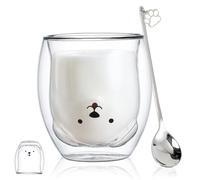 Taza linda Taza de café Taza de té Vasos Vasos con aislamiento de doble pared Taza de café Taza de leche, El mejor regalo para la oficina y cumpleaños personal (Perro feliz)