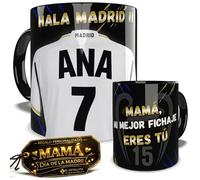 Taza Madrid Personalizada Fútbol Nombre Número Y Dedicatoria Cerámica, Regalo Original Para Dia del Padre fans Equipos Apta Microondas Lavavajillas Té Café