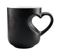 Taza mágica de cerámica con forma de corazón que cambia de color - Divertida taza de café con asa que revela un diseño sorprendente cuando se llena con una bebida caliente - Regalo para parejas (1