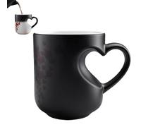 Taza mágica de cerámica con forma de corazón que cambia de color, taza de café de cerámica con mango en forma de corazón para el día de San Valentín, regalo romántico, que revela el diseño cuando se
