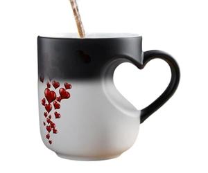 Taza Mágica De Cerámica Corazón Que Cambia Color, 400ML Taza De Cerámica Corazón San Valentín, Divertidas Café Tazas Asa Cambian Color Sensibles Calor, Románticas Tazas Café Cambian Colors Té Leche