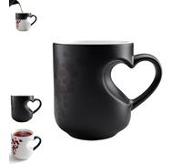 Taza mágica de cerámica que cambia de color en forma de corazón, divertida taza de café que cambia de color con asa que revela un diseño sorpresa cuando se llena de bebida caliente, regalo romántico