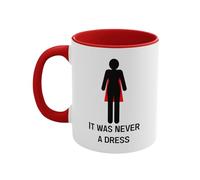 Taza mágica de cerámica sensible al calor con diseño It was Never A Dress que cambia de color, apta para lavavajillas y microondas, doble cara, declaración de empoderamiento para mujeres (rojo)