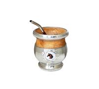 Taza Mate Caballo Argentino Premium, Hecho de Acero Inoxidable Pulido y Interior de Madera de Algarrobo Natural, Edición Limitada