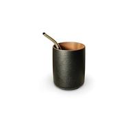Taza Mate Cerámica Argentino Hecho de Cerámica Térmica Color Negro, Hecha a Mano. Mate con Bombilla de Acero Inoxidable, Calabaza para Yerba Mate Moderna